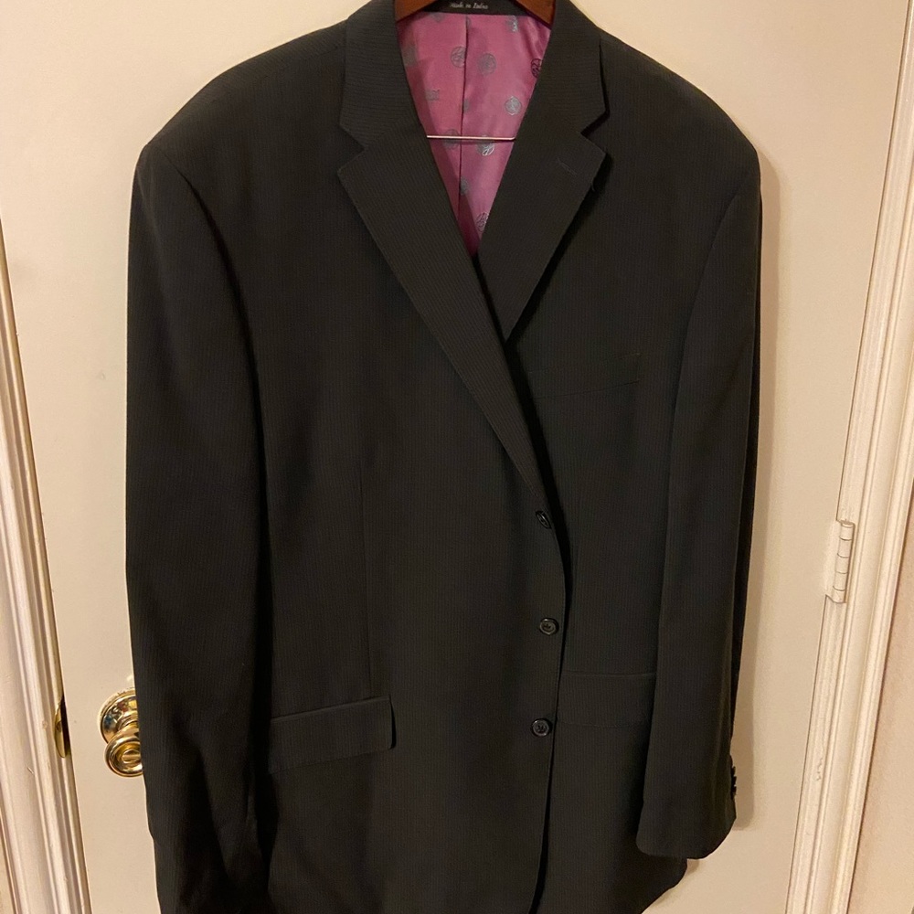 Men’s Sean John suit jacket 52L blk/blk pinstripe